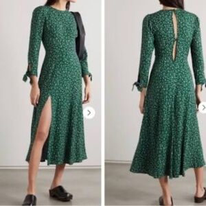 Reformation Zelda Dress size 0 Green floral print with open back